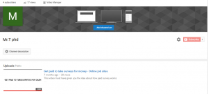 Youtube channel homepage
