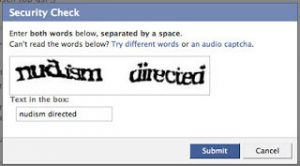Captcha entry solve Facebook