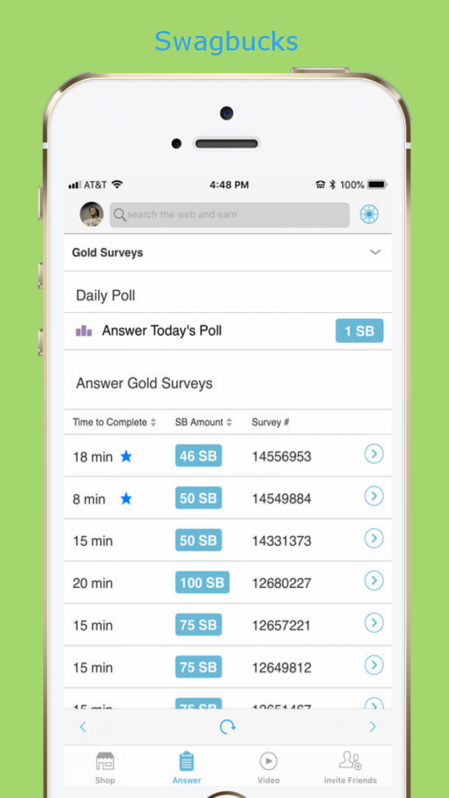 Swagbucks survey money app