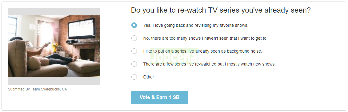 Swagbucks answering poll to earn money