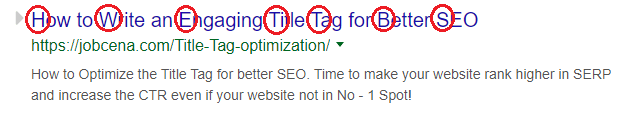 Caps text in title tag to attract eyes SERP