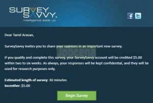 Survey Savvy invitation